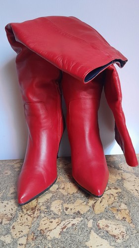 Asos carrie leder stiefel - leder, rot
